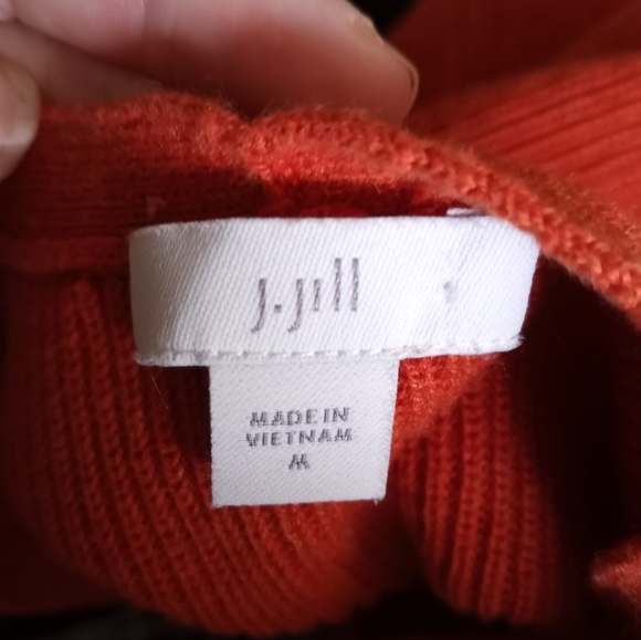 J. Jill Women's Size M Erin Burnt Orange V-Neck Ribbed Shaker Knit Style - Picture 5 of 6